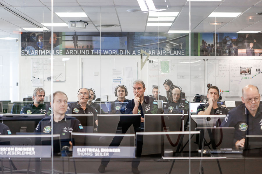Hawaii, USA, April 9th 2016: The Mission Control Center in Monaco is working hard to ensure that Bertrand Piccardís last training flight is well accomplished. Departed from Abu Dhabi on march 9th 2015, the Round-the-World Solar Flight will take 500 flight hours and cover 35í000 km. Swiss founders and pilots, Bertrand Piccard and AndrÈ Borschberg hope to demonstrate how pioneering spirit, innovation and clean technologies can change the world. The duo will take turns flying Solar Impulse 2, changing at each stop and will fly over the Arabian Sea, to India, to Myanmar, to China, across the Pacific Ocean, to the United States, over the Atlantic Ocean to Southern Europe or Northern Africa before finishing the journey by returning to the initial departure point. Landings will be made every few days to switch pilots and organize public events for governments, schools and universities.
