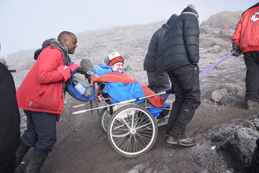 Mycroft on Kilimanjaro with her climbing partners and helpers.